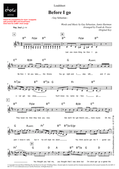 Before I Go (arr. Frank de Vreeze)