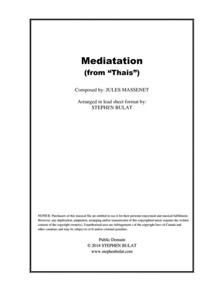 Meditation (from "Thais") by Massenet in key of B (arr. Stephen Bulat)