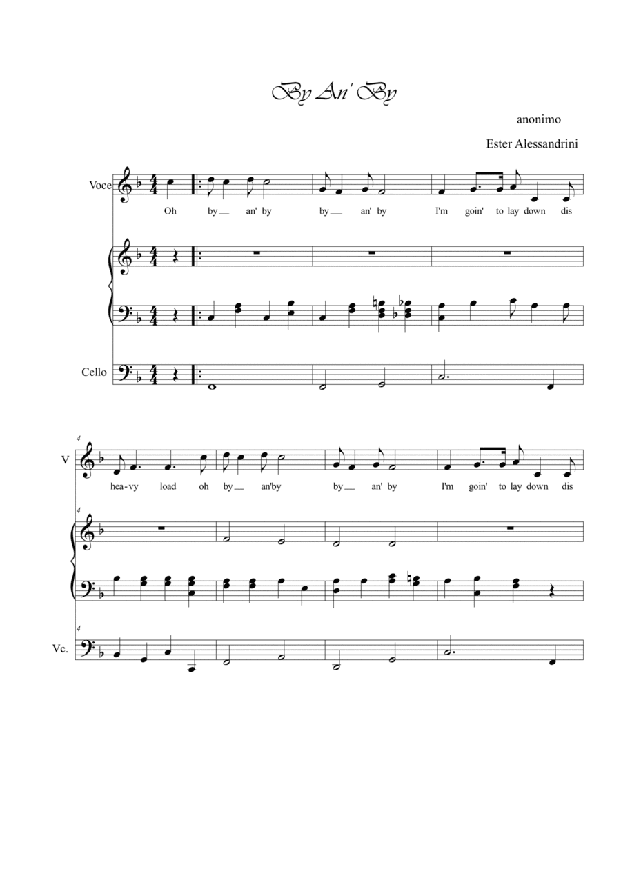 By An' By. Trio voice, piano and cello (arr. Ester Alessandrini)