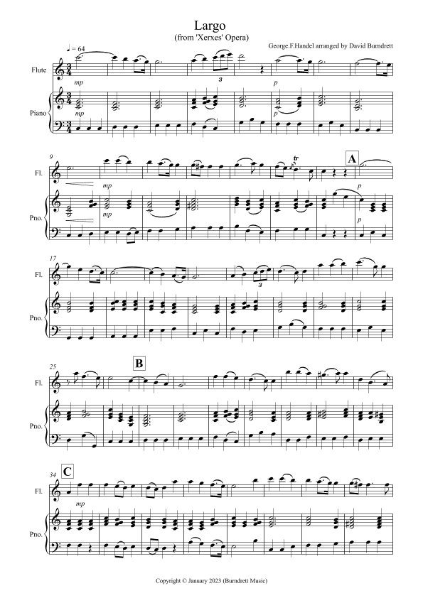 Largo (Handel) for Flute and Piano (arr. David Burndrett)