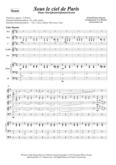 Sous Le Ciel De Paris (arr. Uwe Rössler Roessler Rassler)