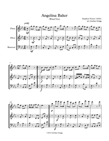 Angelina Baker (Wind Trio) (arr. Jordan Grigg)
