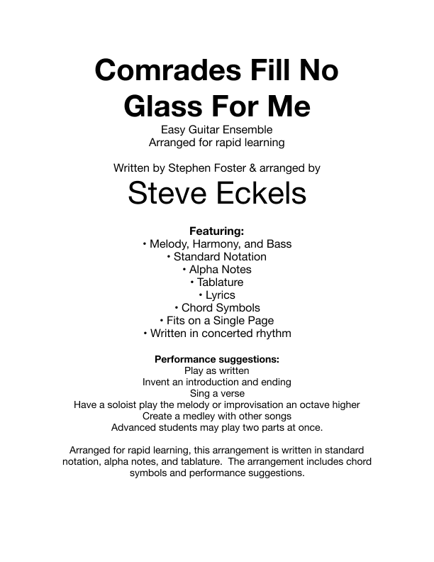 Comrads Fill No Glass For Me (arr. Steve Eckels)