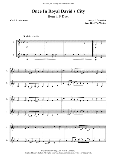 Once In Royal David's City (arr. Gert Th. Walter)