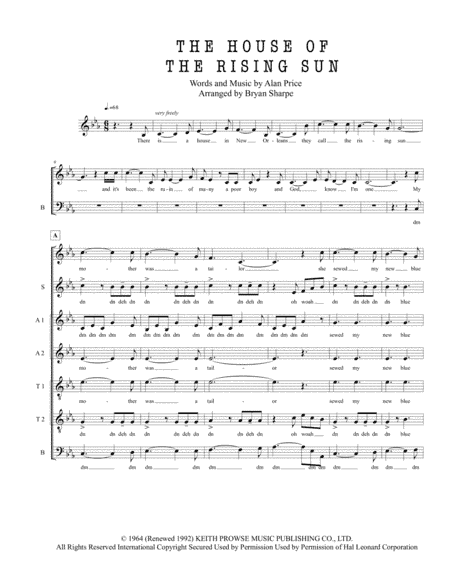 The House Of The Rising Sun (arr. Bryan Sharpe)