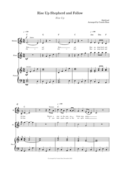 Rise Up Shepherd and Follow Solo with flute and piano (arr. Connie Boss)