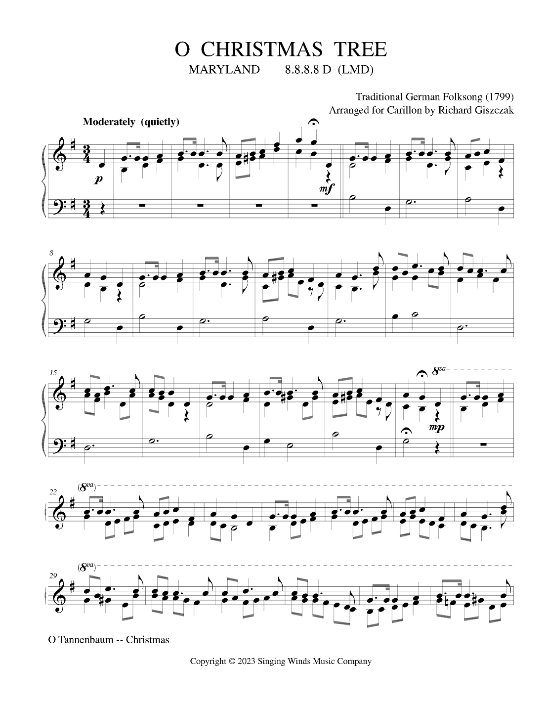 O Christmas Tree  (MARYLAND) (arr. Richard Giszczak)