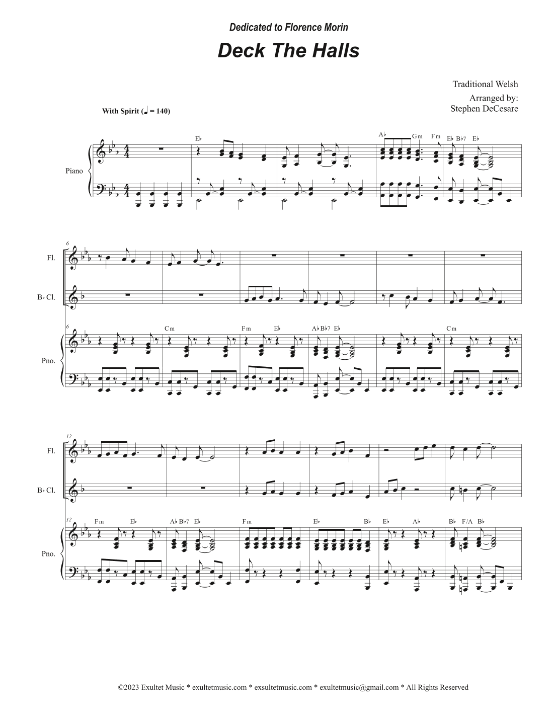 Deck The Halls (Duet for Flute and Bb-Clarinet) (arr. Stephen DeCesare)