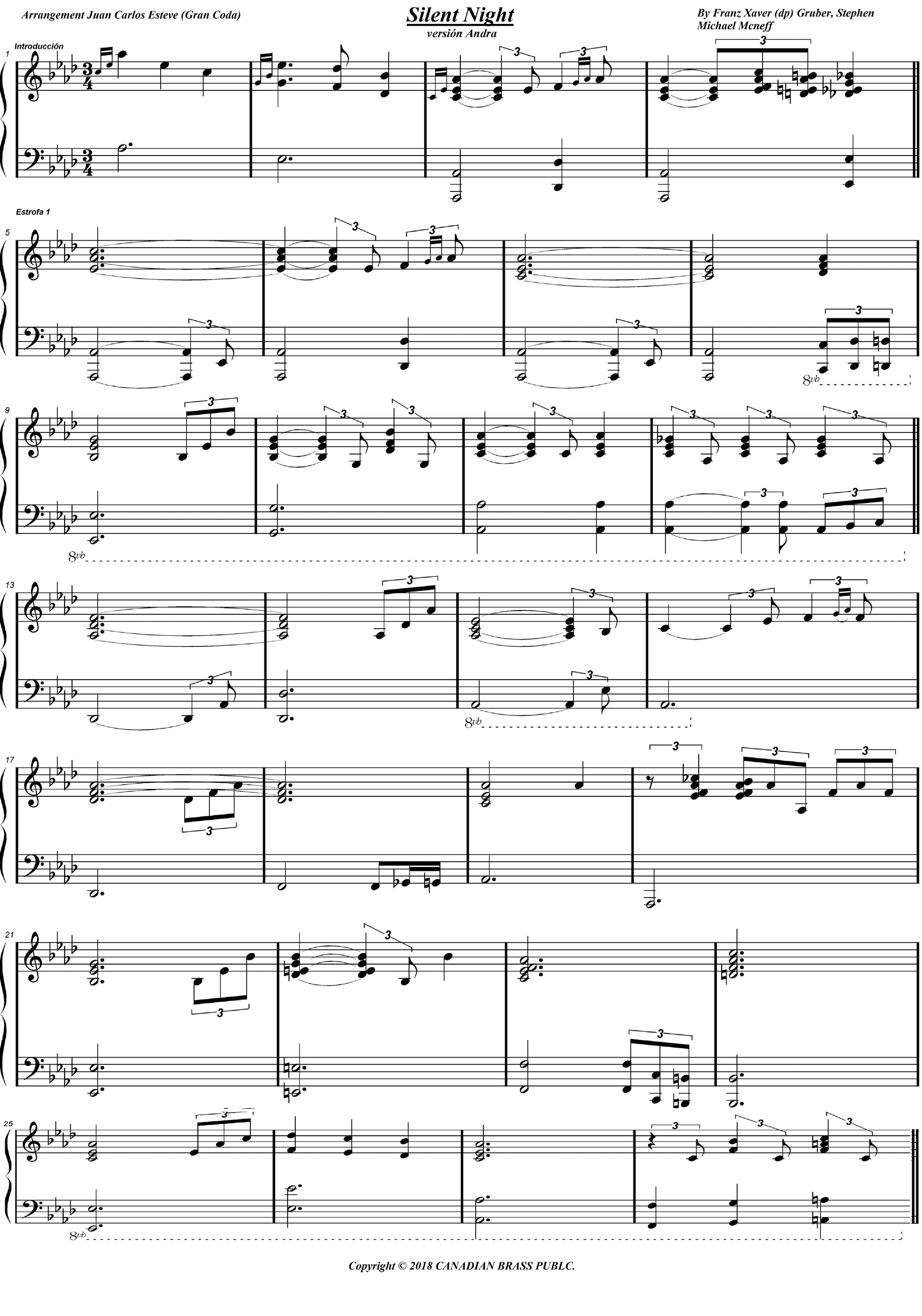 Silent Night (arr. juan carlos esteve / Gran Coda)