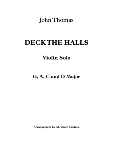 Deck The Halls Violin Solo-Four Tonalities Included (arr. Abraham Maduro)
