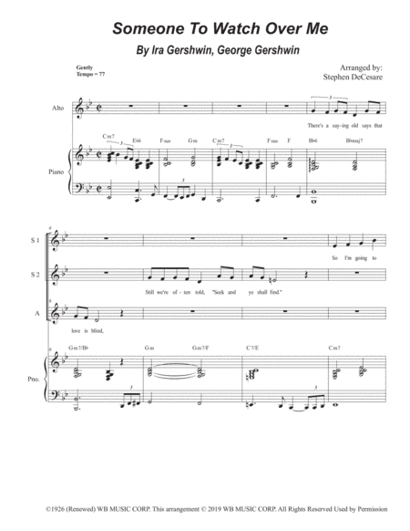 Someone To Watch Over Me (arr. Stephen DeCesare)