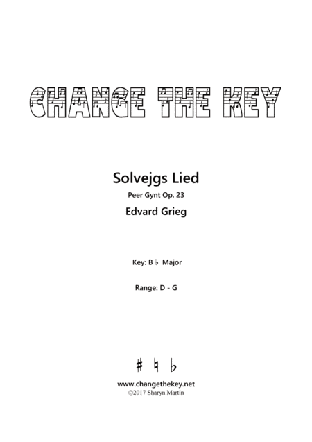 Solvejgs Lied - Bb Major (arr. Change the Key)