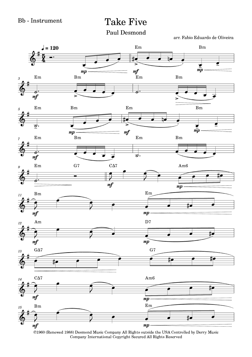 Take Five (arr. Fabio Eduardo de Oliveira)