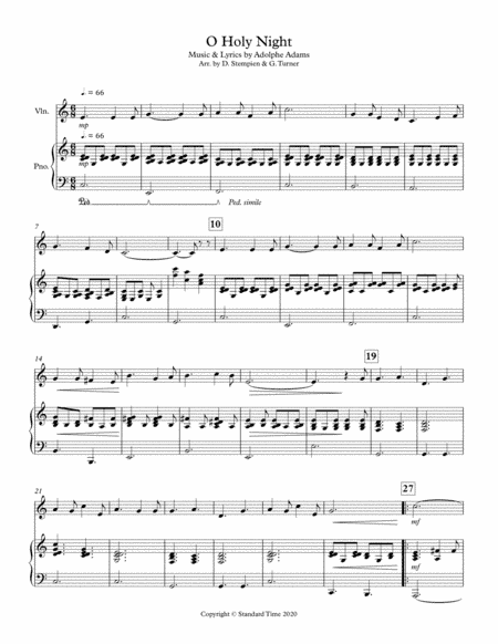 O Holy Night for Violin Solo with Piano Accompaniment (Christmas) (arr. Debra E. Stempien, Gregory H. Turner)