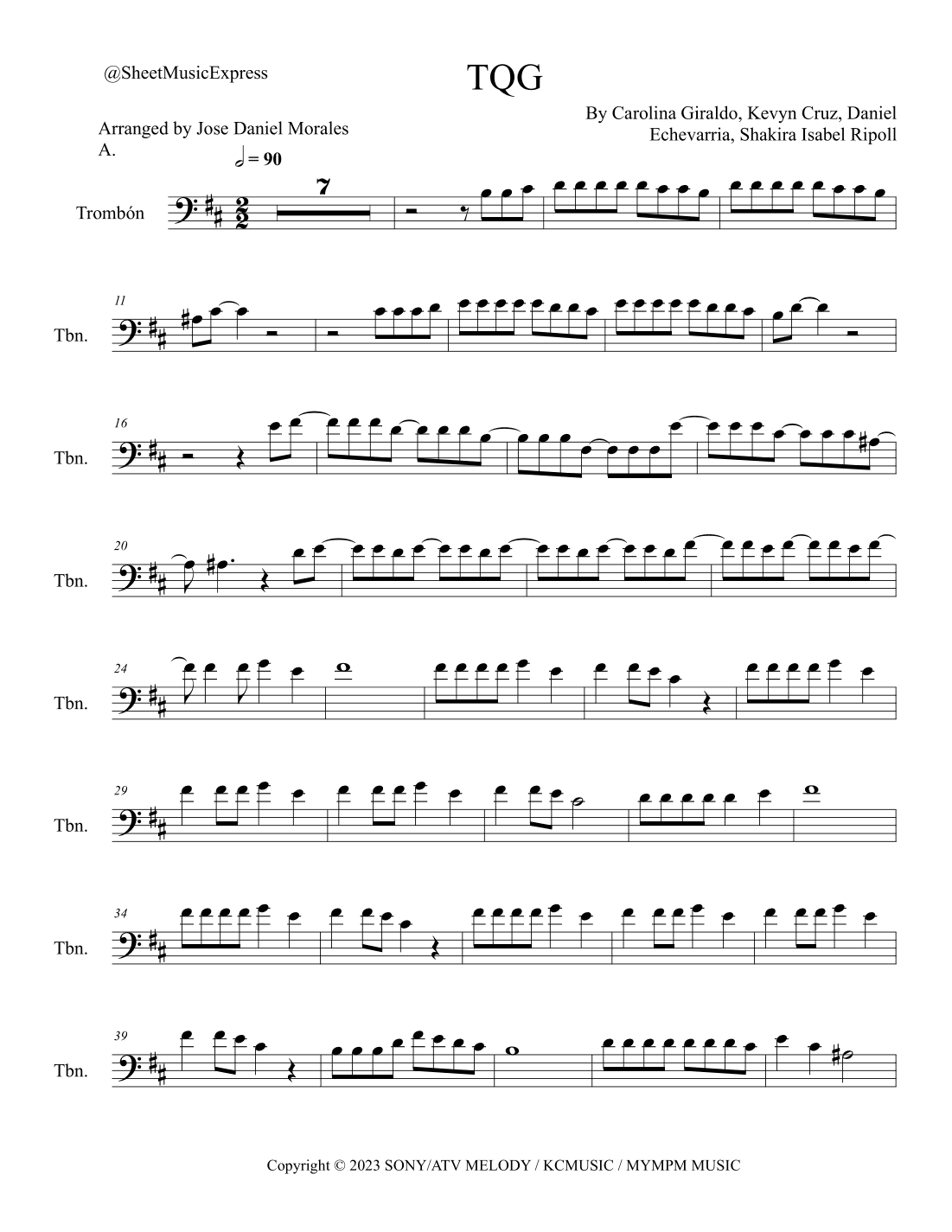 Tqg (arr. Sheet Music Express)