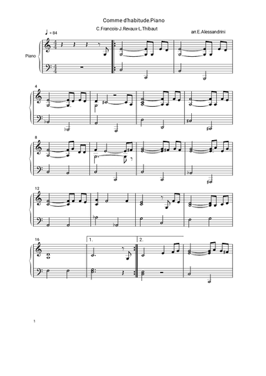 Comme D'habitude (arr. Ester Alessandrini)