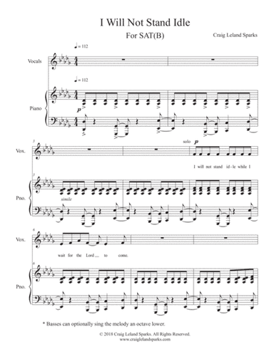 I Will Not Stand Idle (SAT, optional B)