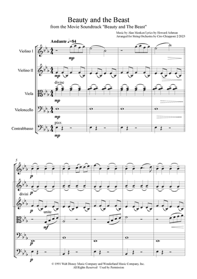 Beauty And The Beast (arr. Ciro Chiapponi)
