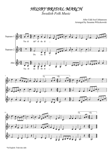 Husby Bridal March (Swedish folk music) (arr. Susanna Wilczkowski)