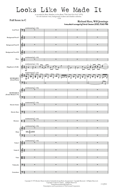 Looks Like We Made It (arr. Patrick Sheehan)