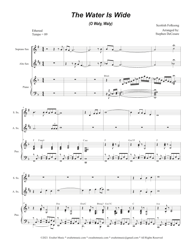 The Water Is Wide (O Waly, Waly) (Duet for Soprano and Alto Saxophone) (arr. Stephen DeCesare)