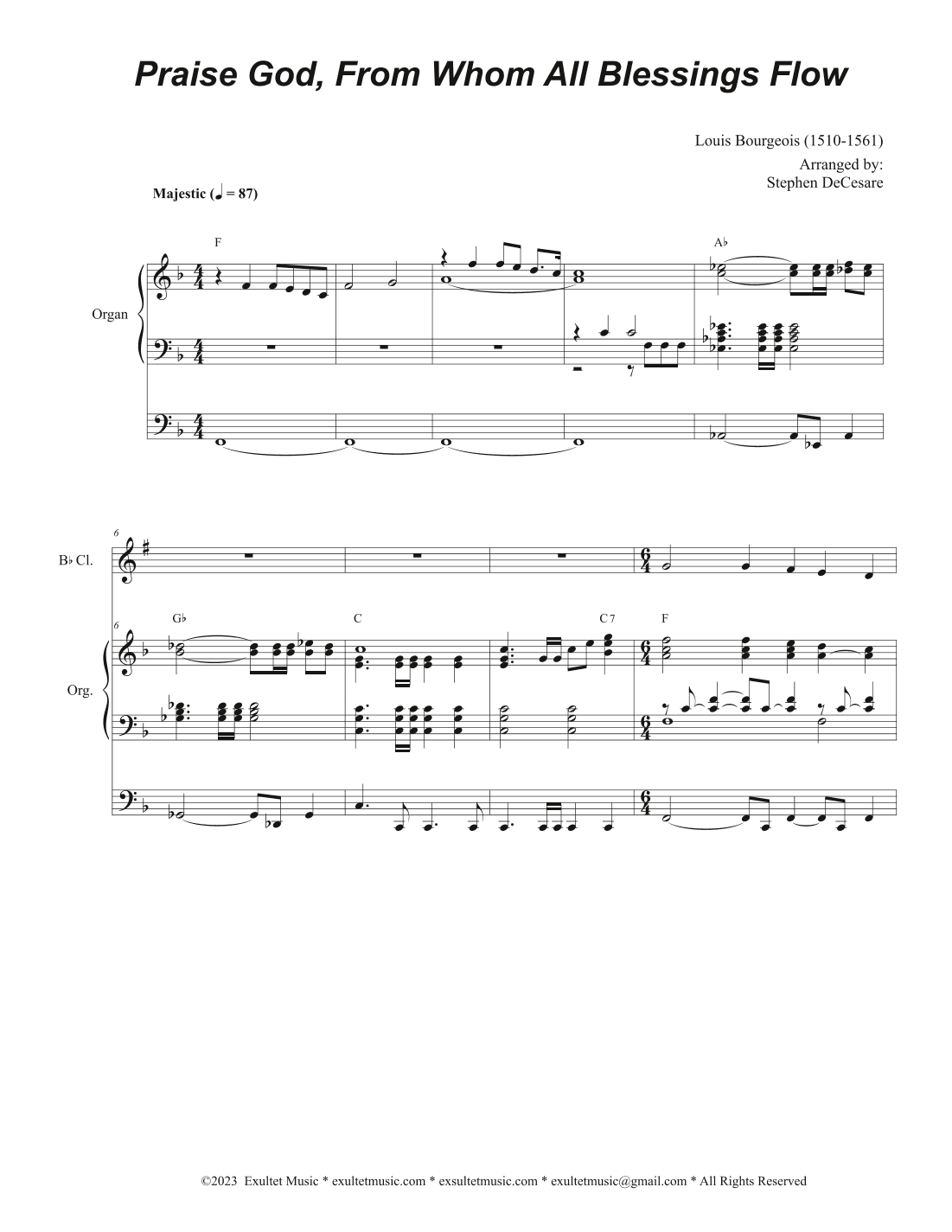 Praise God, From Whom All Blessings Flow (Duet for Flute and Bb-Clarinet) (arr. Stephen DeCesare)