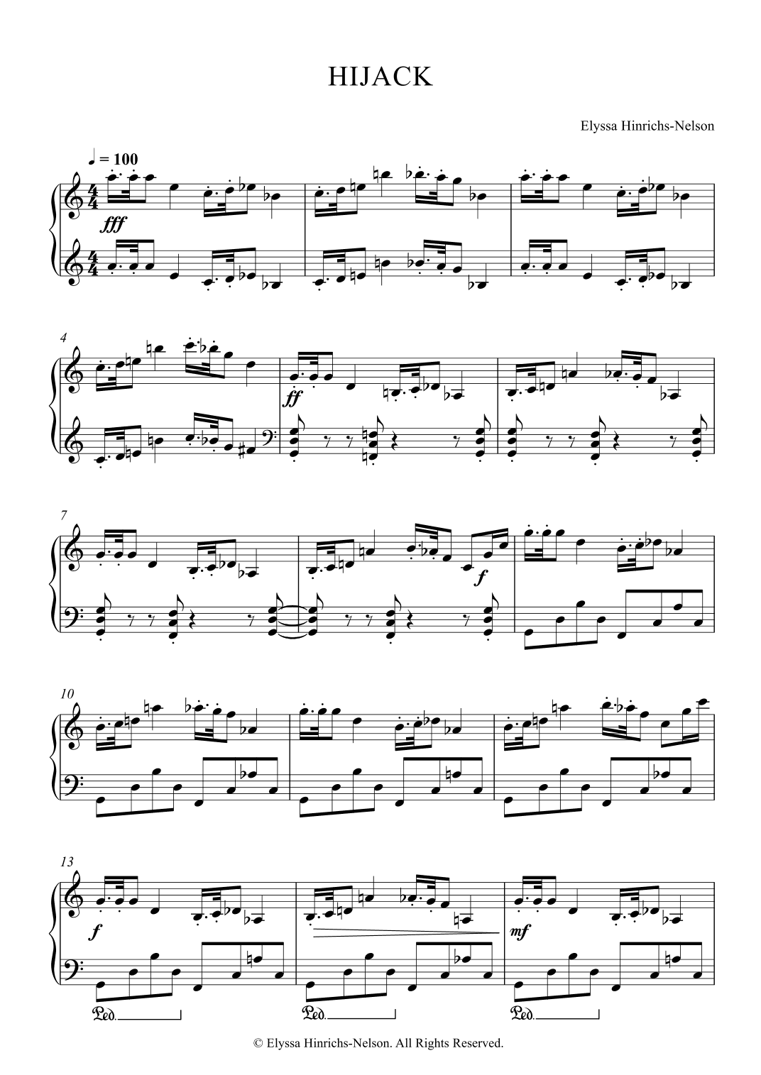 HIJACK Piano Solo by Elyssa Hinrichs-Nelson