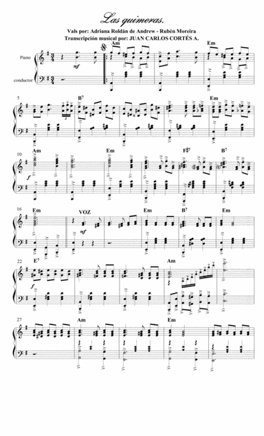 Las quimeras. Vals por Adriana Roldán de Andrew y Ramón Moreyra (arr. Juan Carlos Cortés A.)