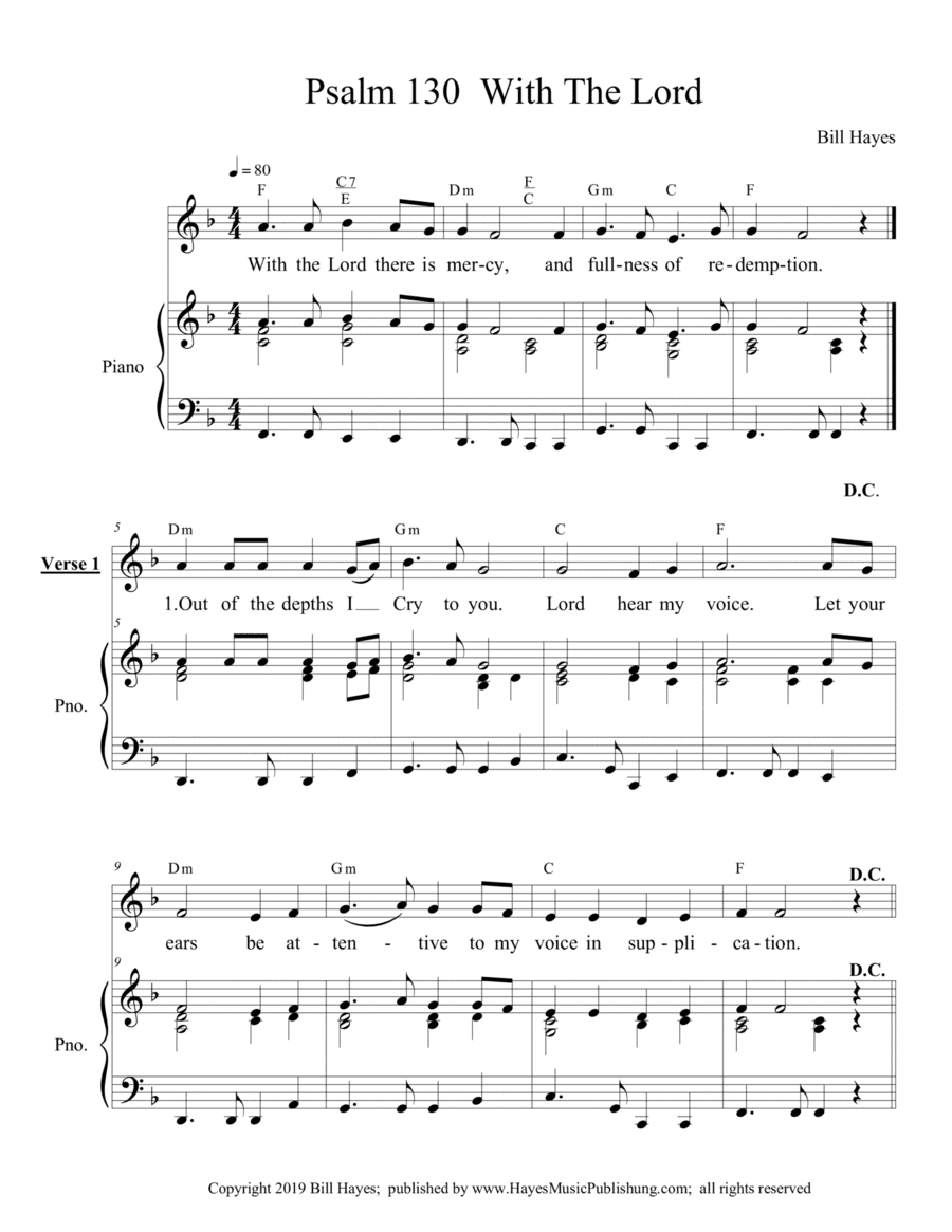 Psalm 130:  With The Lord - piano/vocal
