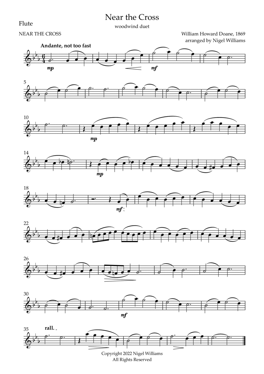 Near the Cross, for Flute and Clarinet Duet (arr. Nigel Williams)
