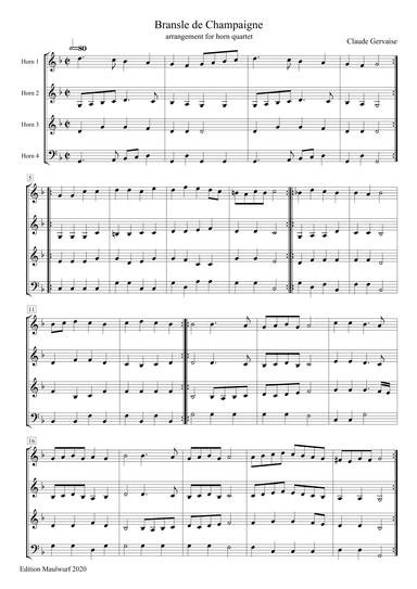 Bransle de Champagne (arr. Edition Maulwurf)