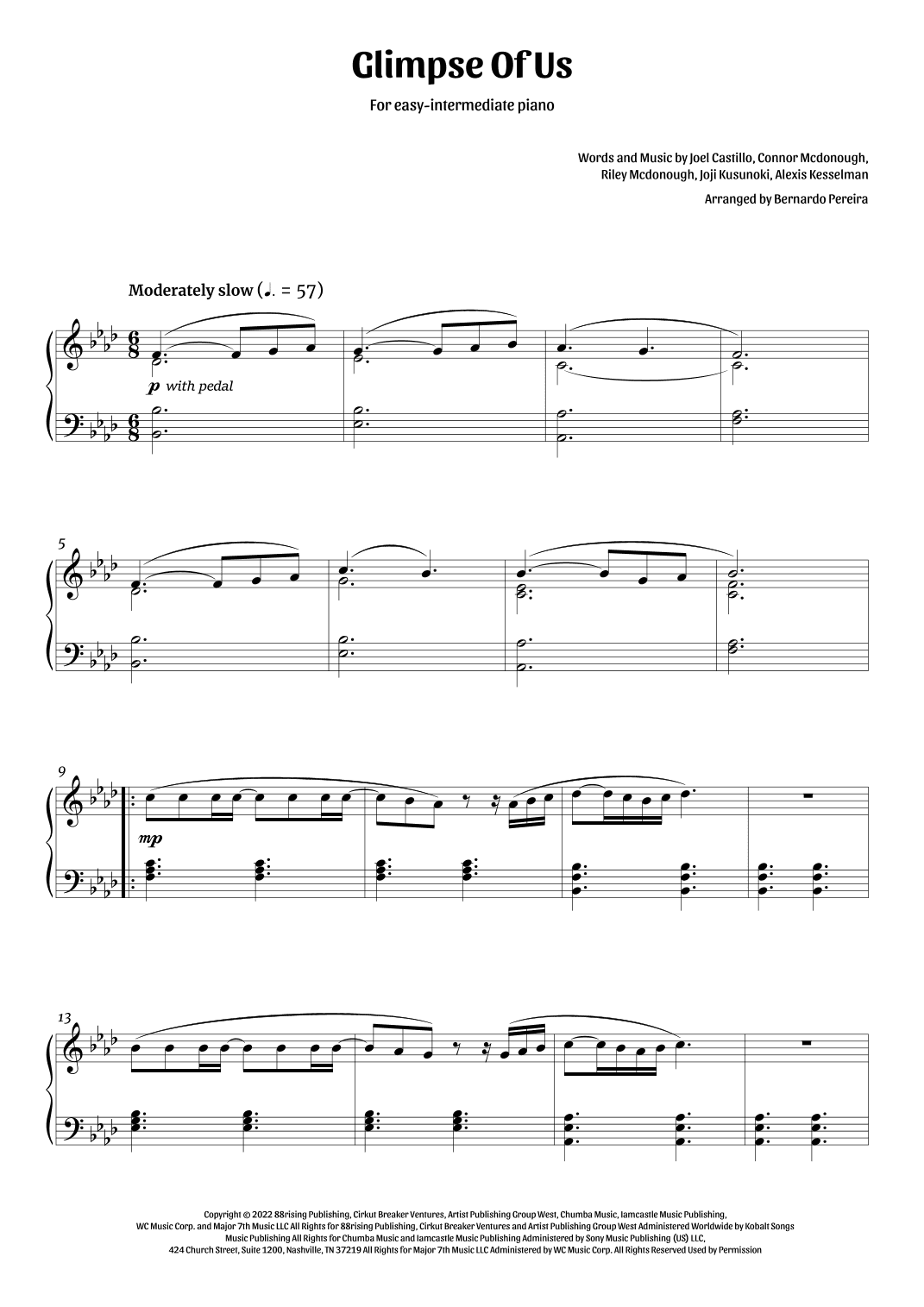 Glimpse Of Us (arr. Bernardo Pereira)