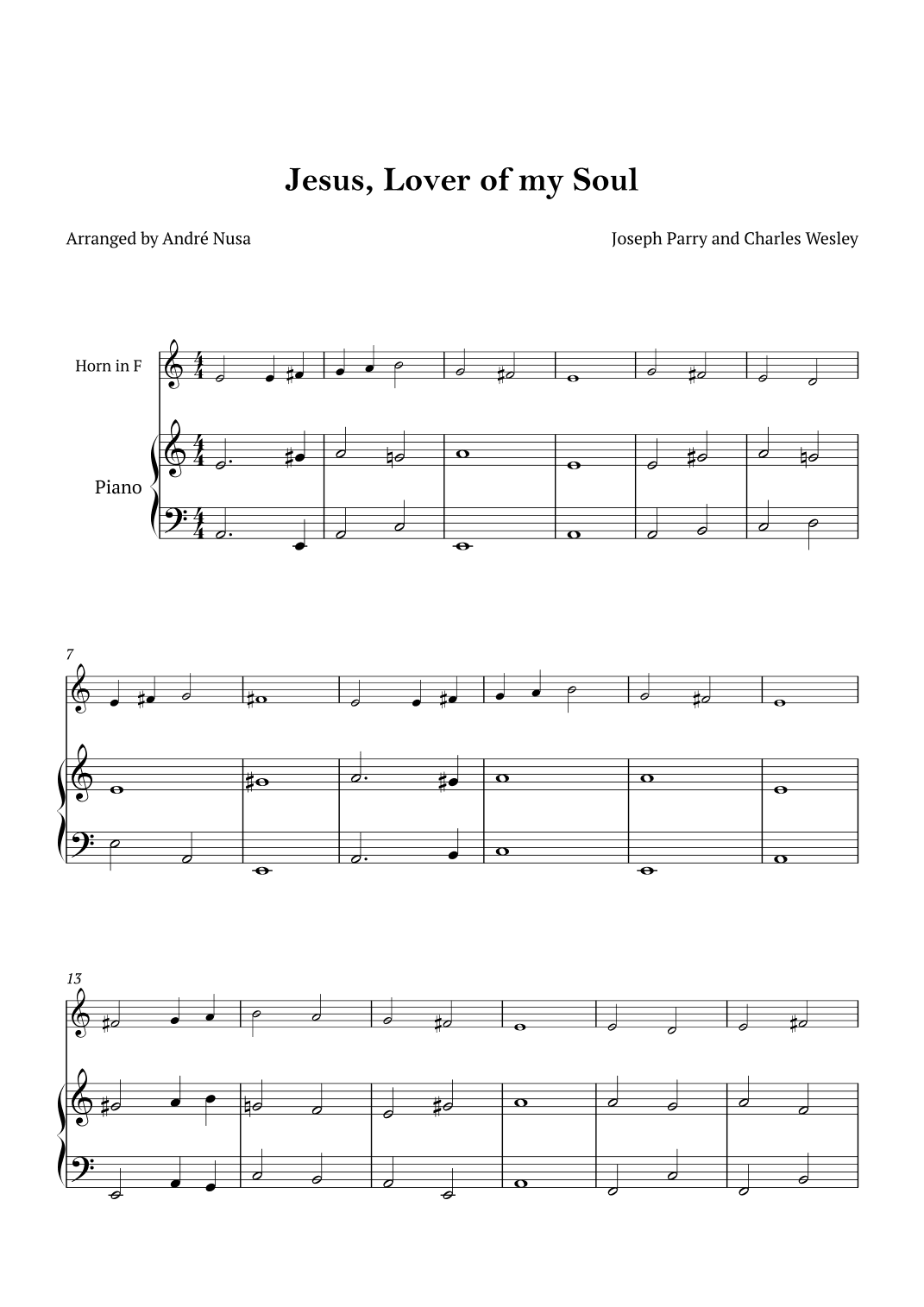 Jesus, Lover of my Soul (arr. André Nusa)