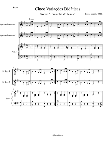 Five simple variations on a Brazilian folk song