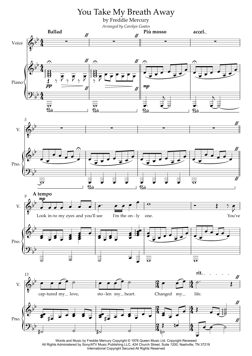 You Take My Breath Away (arr. Carolyn Goates)
