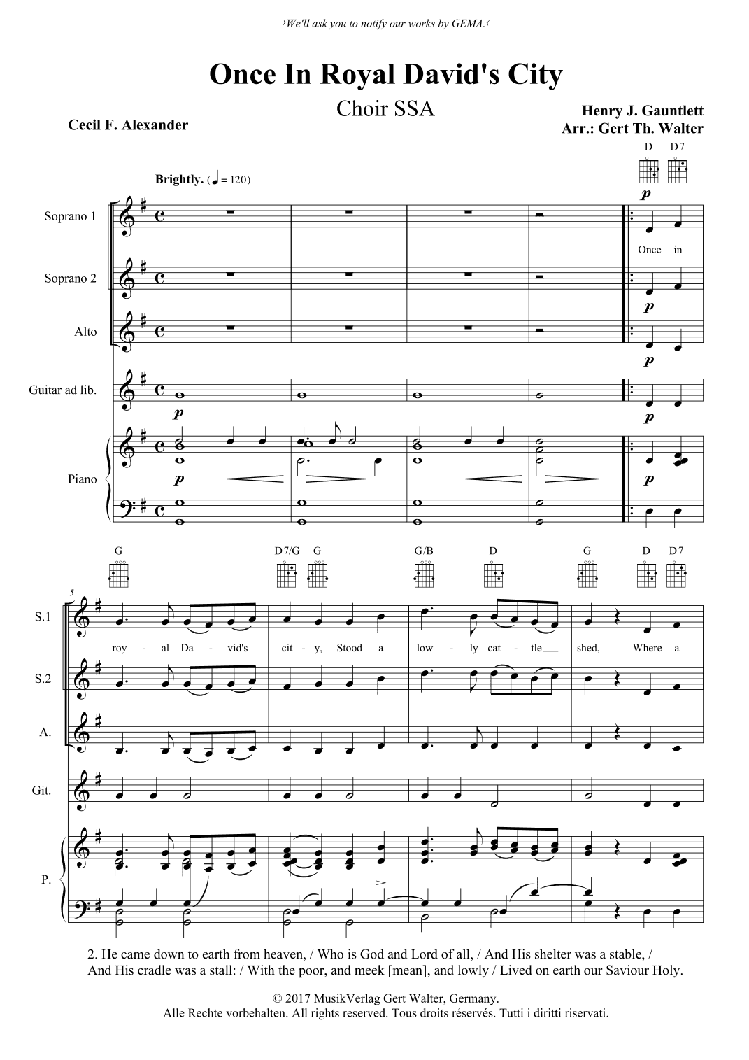 Once In Royal David's City (arr. Gert Th. Walter)