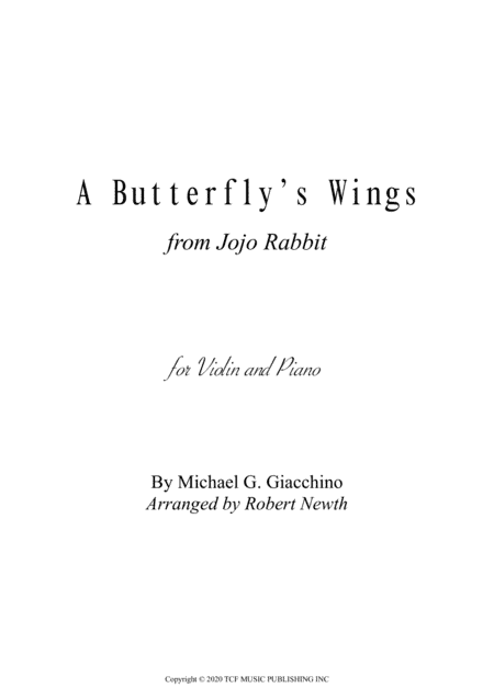 Butterfly's Wings (arr. Robert Newth)