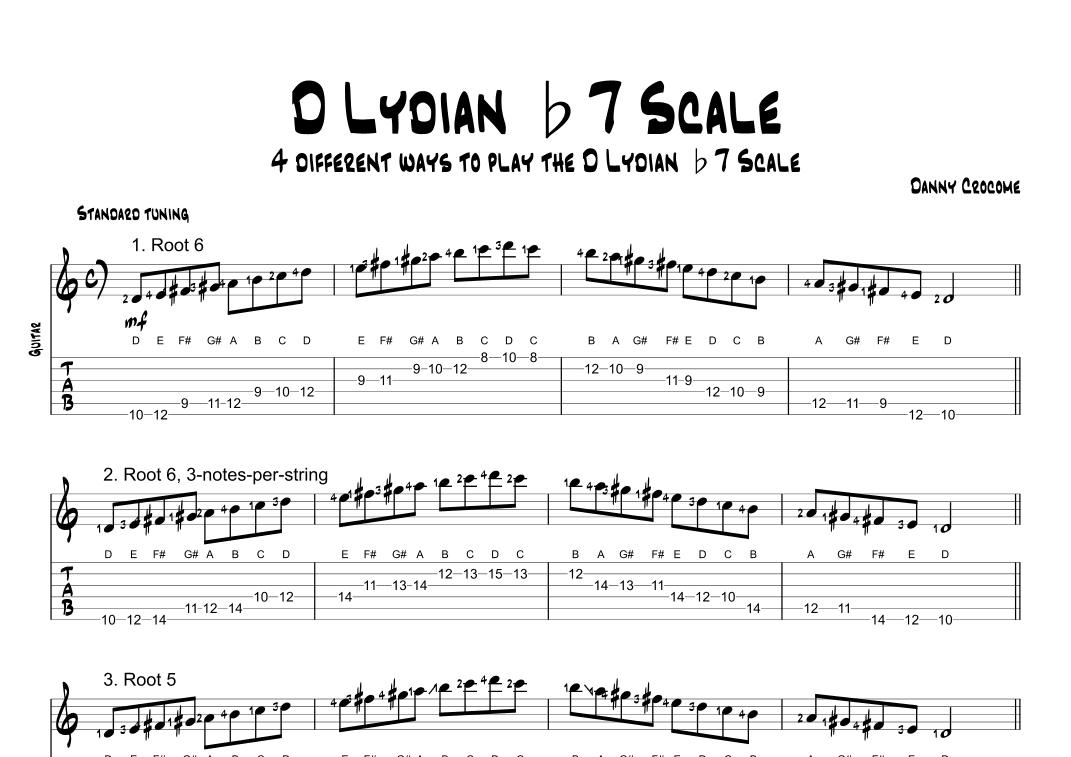 D Lydian b7 Scale (4 Ways to Play)