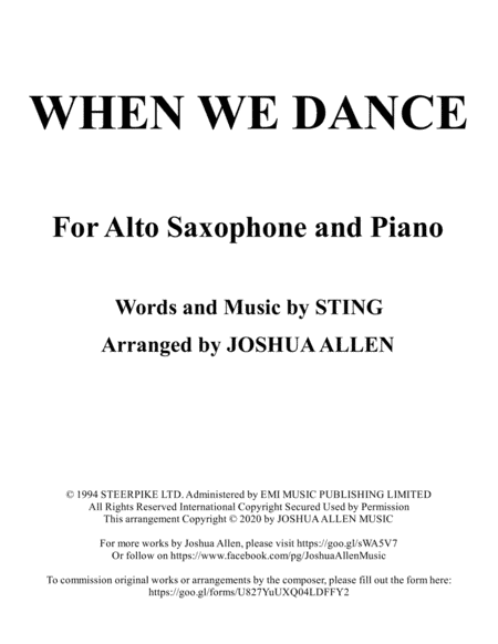 When We Dance (arr. Joshua Allen)