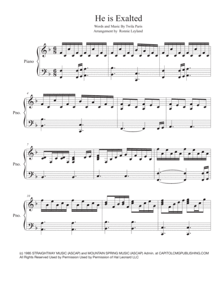 He Is Exalted (arr. Ronnie Leyland)