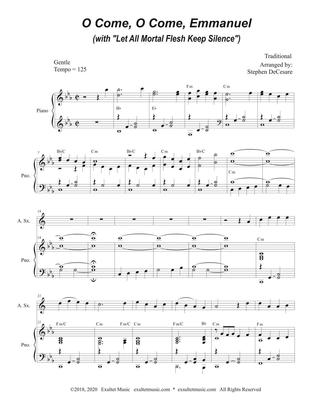 O Come, O Come, Emmanuel (with "Let All Mortal Flesh Keep Silence") (Alto Saxophone and Piano) (arr. Stephen DeCesare)