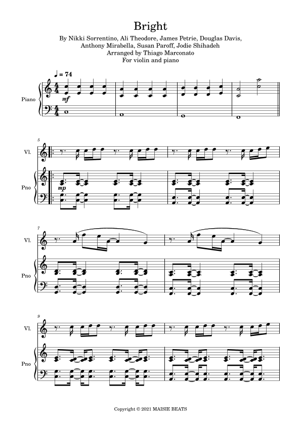 Bright (arr. Thiago Marconato)