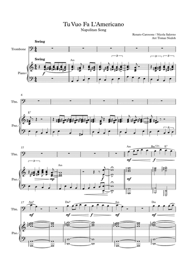 Tu Vuo Fa L'americano (arr. Tomaz Nedoh)