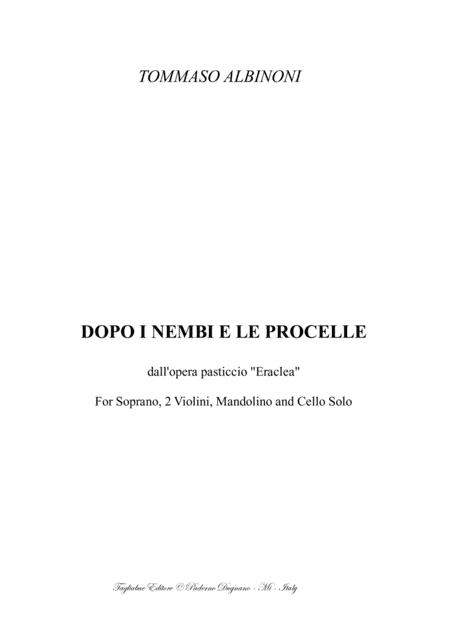 DOPO I VENTI E LE PROCELLE - T. Albinoni - For Soprano, 2 Vln, Mandolino and Cello solo (arr. Renato Tagliabue)