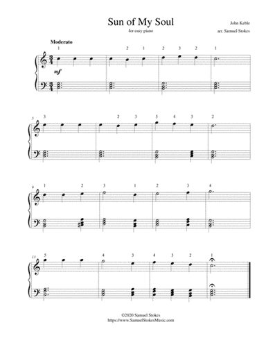 Sun of My Soul - for easy piano (arr. Samuel Stokes)