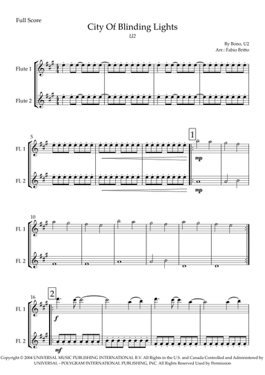 City Of Blinding Lights (arr. Fabio Britto)