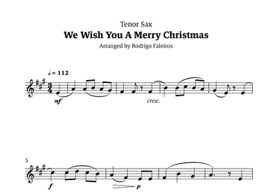We Wish You a Merry Christmas (for solo tenor sax) (arr. Rodrigo Faleiros)