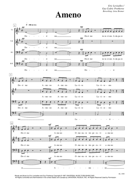 Ameno (arr. Jetse Bremer)