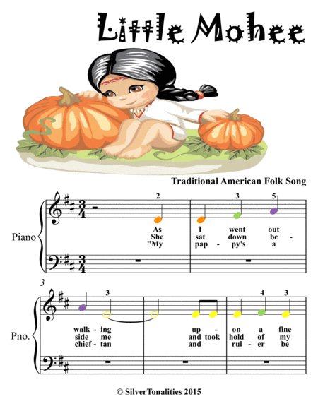 Little Mohee Beginner Piano Sheet Music with Colored Notes (arr. SilverTonalities)