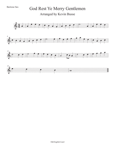 God Rest Ye Merry Gentlemen (Easy key of C) Bari Sax (arr. Kevin Busse)
